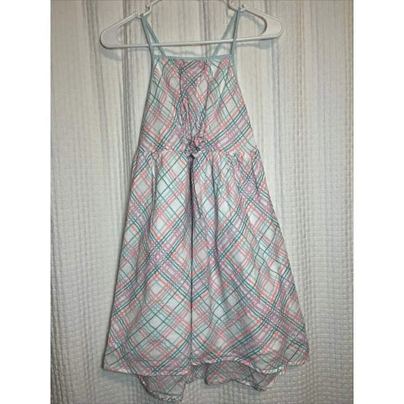 Girls Crown & Ivy Kids Dress Size 12 Turquoise Pink Stripe Adjustable Straps K2 - Picture 1 of 8